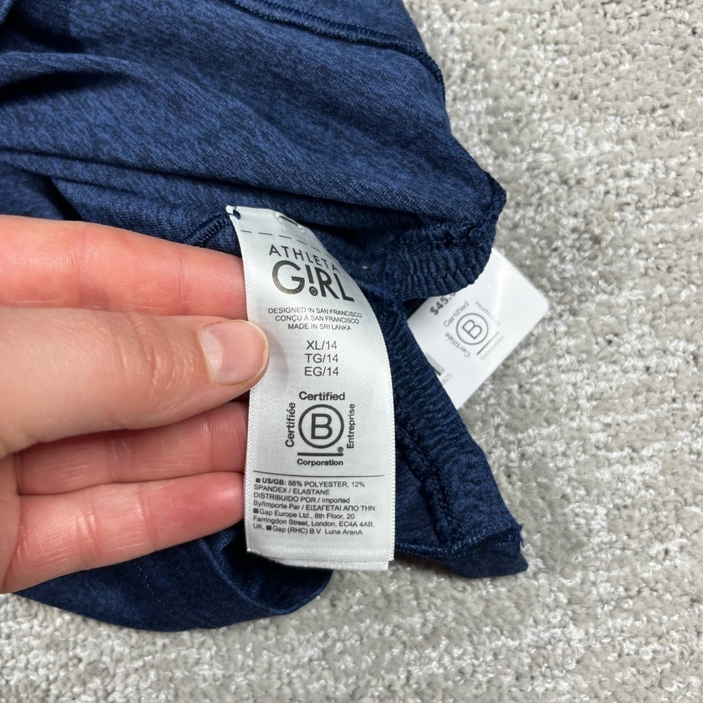 Athleta Girls Downtime Hoodie Crop Soft Hood Nora Heather Blue NWT Sz XL - Picture 2 of 7